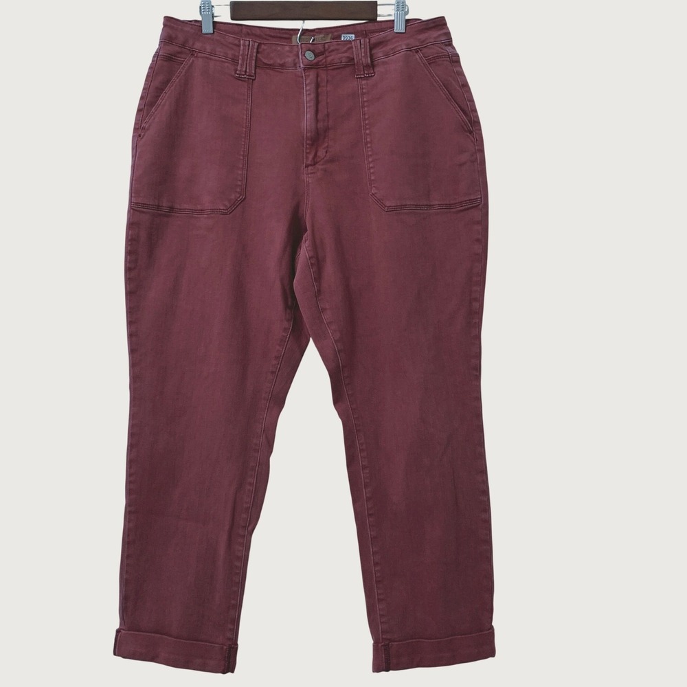 Judy Blue High Rise Utility Jeans Women 18W Burgundy Garment Dyed Cuffed Stretch